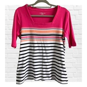 Croft and Barrow Square Neck Striped Tunic Tee Shirt Half Sleeve Women’s XL